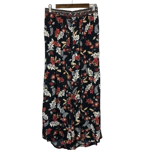 Jaase Black Floral Wide Leg Soft Pants L - Picture 1 of 5